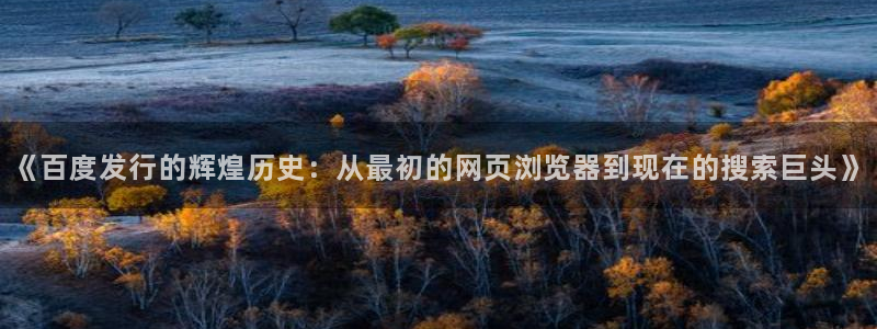 亿万28官网注册地址查询官网：《百度发行的辉煌历史：从最初的网页浏览器到现在的搜索巨头》